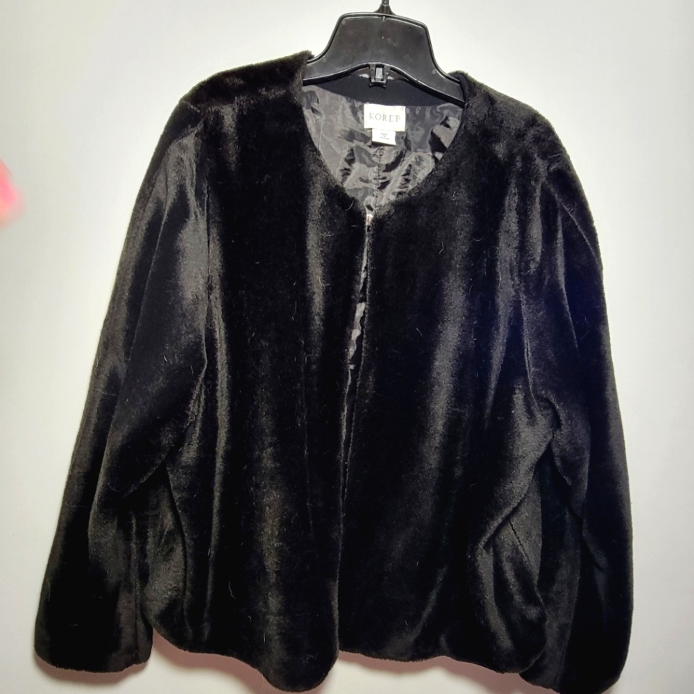 Vintage Koret fuzzy/ faux fur black cardigan